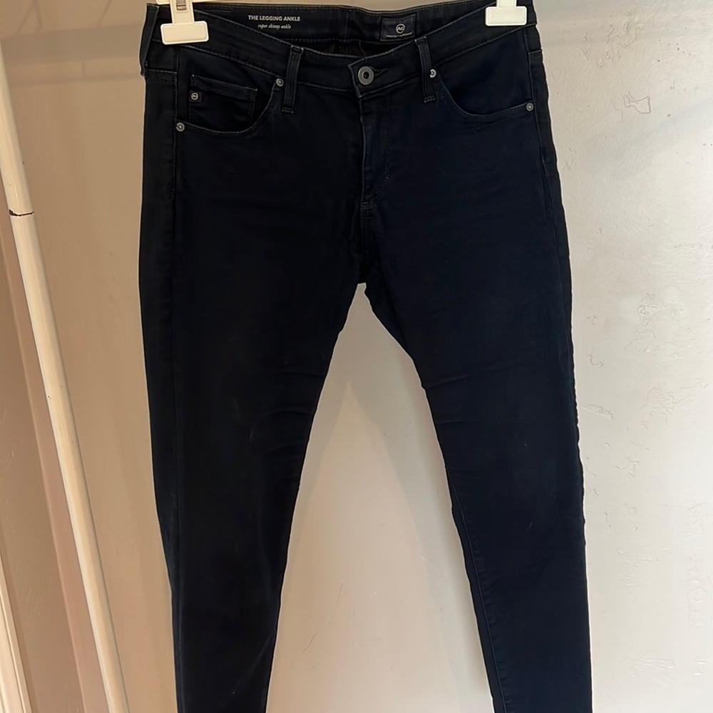 Gorgeous dark denim AG super skinny jeans.